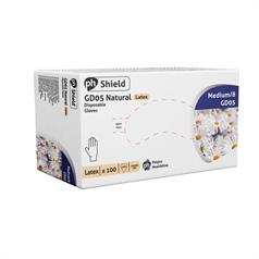 PH SHIELD MED LATEX PF GLOVES GD05